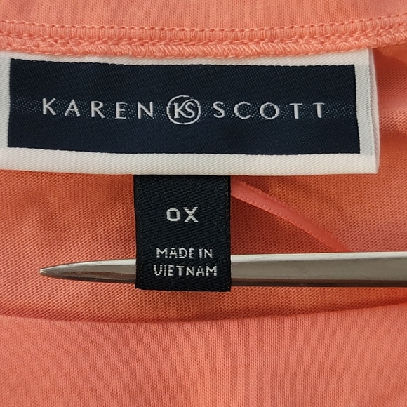 KAREN SCOTT Womens Plus 0X Solid Coral - Picture 9 of 13